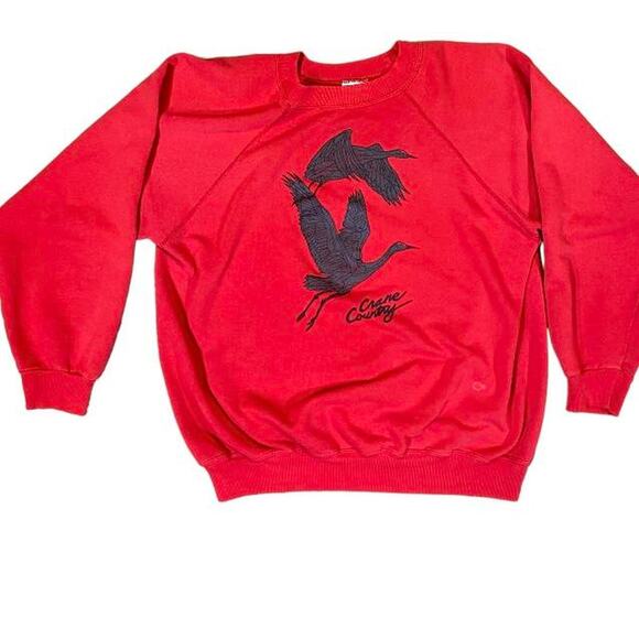 80s red cranes crewneck sweater - Picture 1 of 4